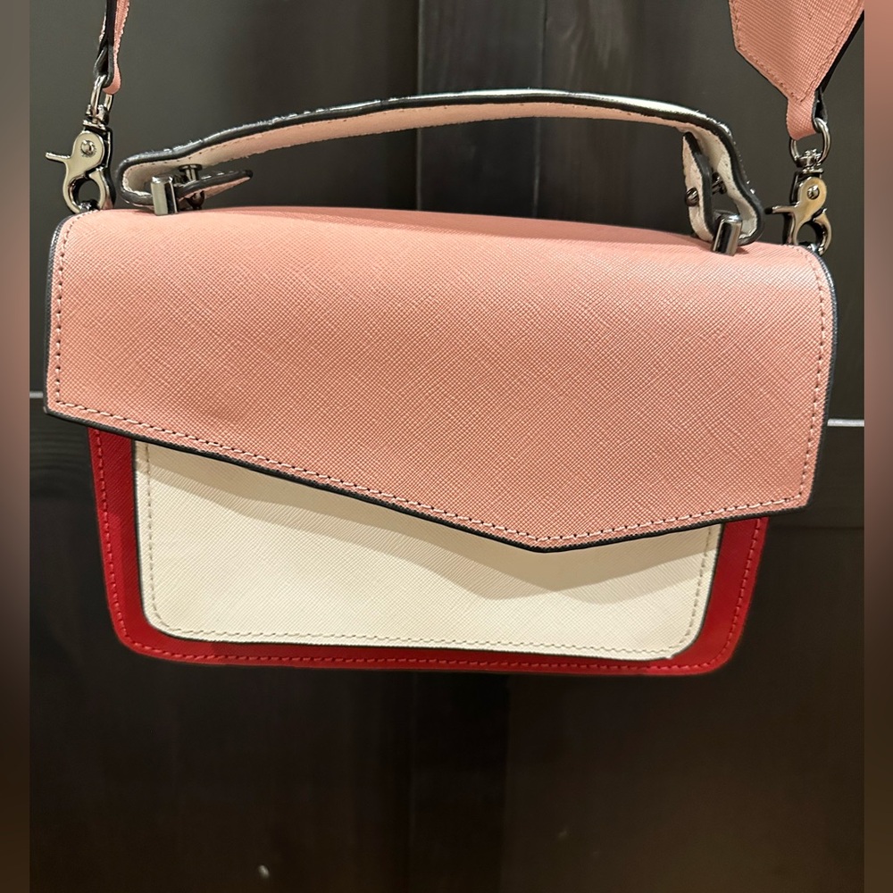 Botkier Cobbler colorblock Crossbody Bag in Bold Red white and Light Pink - Picture 3 of 16